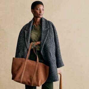 Sézane Andrew Coat Mottled Grey Size 36 (US 4) Wool Blend Mid-Length Jacket